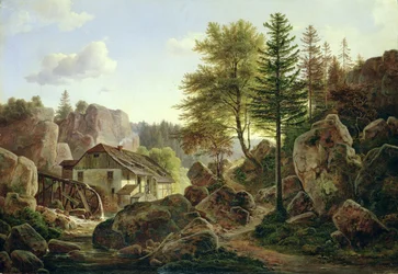 Un moulin à eau dans les Vosges près de Ribanville, 1836